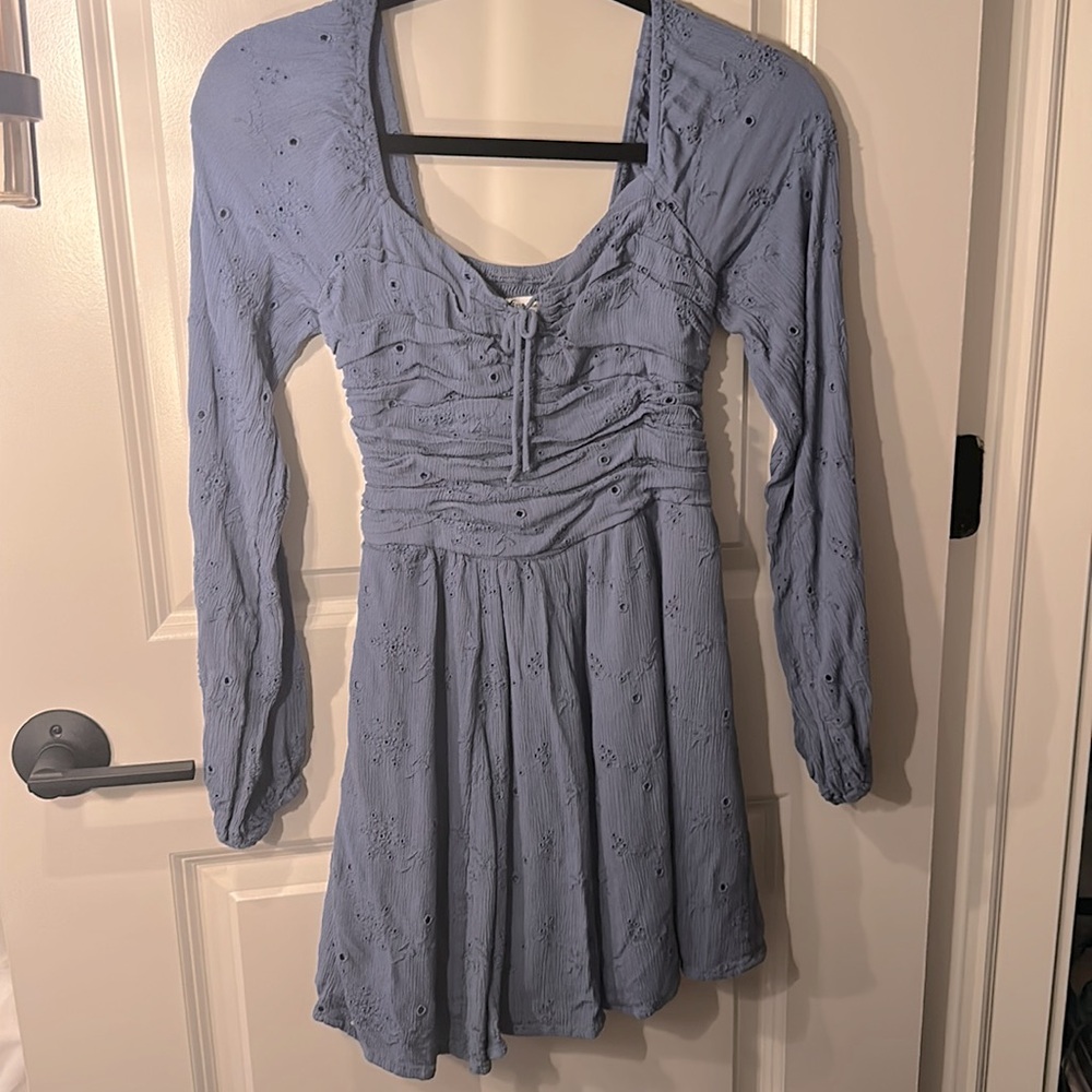 Hollister baby blue long sleeve mini dress